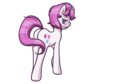 Size: 1024x700 | Tagged: safe, artist:inlucidreverie, oc, oc only, oc:glimmerlight, pony, unicorn, fallout equestria, fallout equestria: murky number seven, butt, colored pupils, covering, looking at you, looking back, plot, simple background, smiling, smirk, solo, standing, tail covering, teasing, transparent background