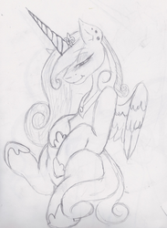 Size: 657x900 | Tagged: safe, artist:paint-splatters, princess cadance, g4, female, pregnant, solo, traditional art