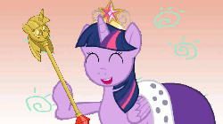 Size: 1280x720 | Tagged: safe, artist:mrmental4, twilight sparkle, alicorn, pony, g4, animated, cape, clothes, crown, cute, female, leek spin, mare, parody, solo, spinning, twilight scepter, twilight sparkle (alicorn)