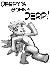 Size: 612x792 | Tagged: safe, artist:hattonslayden, derpy hooves, pegasus, pony, g4, bipedal, female, mare, monochrome, solo