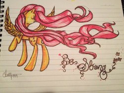 Size: 1024x768 | Tagged: safe, artist:lulii999, fluttershy, g4, female, lined paper, solo, traditional art, windswept mane