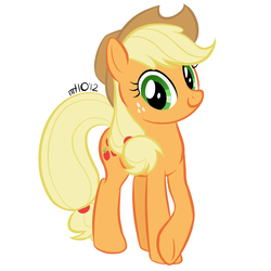 Size: 1000x1000 | Tagged: safe, artist:empty-10, applejack, pony, g4, crossed hooves, female, looking at you, simple background, solo