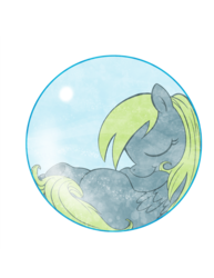 Size: 1275x1650 | Tagged: safe, artist:bunnimation, derpy hooves, pegasus, pony, g4, bubble, circle, cute, derpabetes, female, mare, sleeping, solo