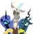 Size: 10372x10800 | Tagged: safe, artist:red-pear, discord, nightmare moon, queen chrysalis, g4, absurd resolution, antagonist, protagonist, simple background, transparent background, vector