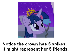 Size: 493x363 | Tagged: safe, twilight sparkle, g4, princess twilight sparkle (episode), arial, crown, female, new crown, solo, text, theory, twilight sparkle (alicorn)