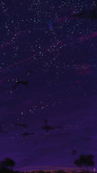 Size: 670x1191 | Tagged: safe, artist:tidalkraken, princess luna, g4, female, flying, in the distance, night, scenery, solo