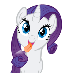 Size: 1280x1482 | Tagged: safe, artist:umbra-neko, rarity, pony, unicorn, g4, female, fourth wall, licking, licking ponies, mare, screen, simple background, solo, tongue out, transparent background, vector