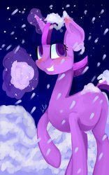 Size: 705x1133 | Tagged: safe, artist:crvilu, twilight sparkle, g4, female, snow, snowfall, solo
