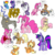 Size: 2000x2000 | Tagged: safe, artist:annacurser, applejack, discord, fluttershy, pinkie pie, rainbow dash, rarity, twilight sparkle, alicorn, pony, g4, female, hammer, horn, horn piercing, mane six, mare, simple background, transparent background, twilight scepter, twilight sparkle (alicorn), wheelchair