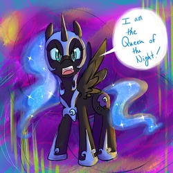 Size: 1000x1000 | Tagged: safe, artist:ryuredwings, nightmare moon, g4, cute, dialogue, female, filly, nightmare woon, solo