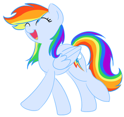 Size: 1741x1651 | Tagged: safe, artist:pinkamenaspy, rainbow dash, pegasus, pony, g4, eyes closed, female, happy, hooves, mare, open mouth, prancing, simple background, solo, vector, white background, wings