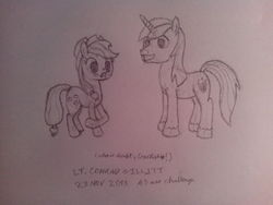 Size: 3264x2448 | Tagged: safe, artist:lt. conrad gillitt, applejack, shining armor, g4, 30 minute art challenge, shipping, traditional art