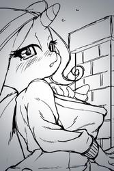 Size: 640x960 | Tagged: safe, artist:aruurara, rarity, anthro, g4, female, grayscale, monochrome, solo