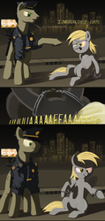 Size: 2732x5743 | Tagged: safe, artist:dimfann, derpy hooves, pegasus, pony, g4, comic, cuffs, female, high res, i can break these cuffs, mare, police, subversion, subverted meme
