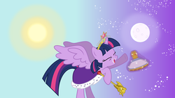 Size: 7091x3989 | Tagged: safe, artist:php50, twilight sparkle, alicorn, pony, g4, princess twilight sparkle (episode), big crown thingy, drunk with power, ermine (fur), female, flashback potion, magic, mare, robes, solo, twilight scepter, twilight sparkle (alicorn)