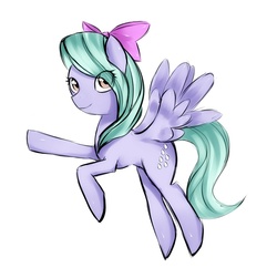 Size: 838x812 | Tagged: safe, artist:leimy, flitter, pegasus, pony, g4, bow, eye clipping through hair, female, mare, simple background, solo, white background