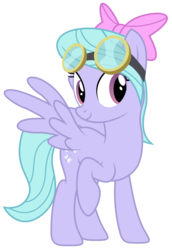 Size: 3445x5000 | Tagged: safe, artist:kooner-cz, flitter, pegasus, pony, g4, .psd available, backwards cutie mark, bow, female, goggles, hair bow, mare, raised hoof, simple background, solo, spread wings, transparent background, vector, wings