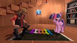 Size: 1190x672 | Tagged: safe, artist:herowolfmod, twilight sparkle, alicorn, pony, g4, princess twilight sparkle (episode), 3d, crate, female, fortress, funny, gmod, key, mare, team, team fortress 2, twilight sparkle (alicorn), valve logic, worth the weight