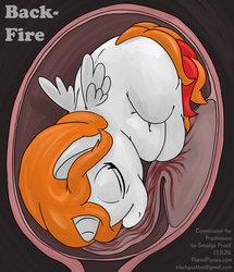 Size: 859x1000 | Tagged: safe, artist:smudge proof, spitfire, oc, oc only, oc:frostweave, oc:silver rose, alicorn, pony, g4, age regression, commission, fetish, fetus, foal, implied unbirthing, in utero, internal, placenta, solo, spitprey, transformation, umbilical cord, uterus, vein, vore, why