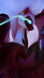 Size: 419x748 | Tagged: safe, artist:risterdus, nightmare moon, g4, female, glowing eyes, solo