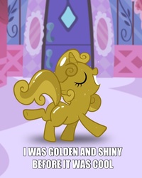Size: 1200x1503 | Tagged: safe, sweetie belle, g4, season 3, before it was cool, female, hipster, image macro, luster dust, solo, sweetie gold