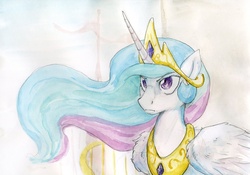 Size: 2548x1780 | Tagged: safe, artist:facelessukient, princess celestia, g4, female, solo, traditional art