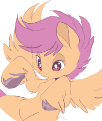 Size: 551x653 | Tagged: safe, artist:clockworkquartet, scootaloo, g4, female, hooves, solo, unshorn fetlocks