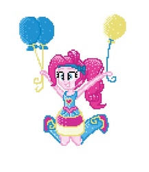 Size: 668x768 | Tagged: safe, artist:colorpalette-art, pinkie pie, equestria girls, g4, balloon, female, pixel art, solo