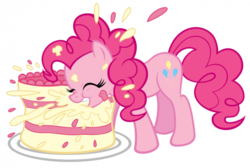 Size: 550x369 | Tagged: safe, artist:angeli98ca, pinkie pie, g4, cake, eating, eyes closed, female, messy eating, simple background, solo, transparent background, vector