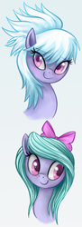 Size: 312x859 | Tagged: dead source, safe, artist:mn27, cloudchaser, flitter, pegasus, pony, g4, bow, bust, colored pupils, cute, cutechaser, female, flitterbetes, looking at you, mare, siblings, simple background, sisters, smiling, smiling at you, tumblr, white background
