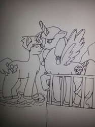 Size: 500x667 | Tagged: safe, alicorn, pony, unicorn, boleska, bolin, eska, monochrome, ponified, the legend of korra