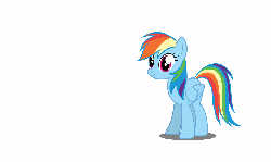 Size: 960x574 | Tagged: safe, artist:megamanhxh, rainbow dash, pegasus, pony, g4, animated, bedroom eyes, bronybait, female, flapping, mare, question, solo, text