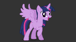 Size: 960x538 | Tagged: safe, artist:jakeneutron, twilight sparkle, alicorn, pony, g4, animated, cute, female, grin, happy, looking at you, mare, pose, raised hoof, smiling, solo, spread wings, standing, twiabetes, twilight sparkle (alicorn), wingboner