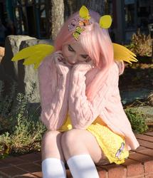 Size: 825x960 | Tagged: safe, artist:lochlan o'neil, fluttershy, human, g4, clothes, cosplay, irl, irl human, photo, solo, sweater, sweatershy