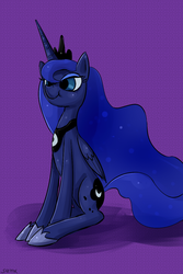 Size: 800x1200 | Tagged: safe, artist:senx, princess luna, alicorn, pony, g4, female, scrunchy face, sitting, solo