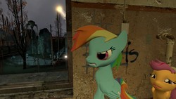 Size: 1920x1080 | Tagged: safe, rainbow dash, scootaloo, strider (half-life), g4, 3d, combine, gmod, half-life