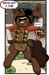 Size: 710x1090 | Tagged: safe, artist:feline-gamer, pony, demoman, demoman (tf2), ponified, team fortress 2