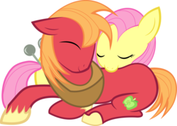 Size: 1280x914 | Tagged: safe, big macintosh, fluttershy, earth pony, pony, g4, male, ship:fluttermac, shipping, simple background, stallion, straight, transparent background, vector