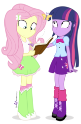 Size: 655x1000 | Tagged: safe, artist:dm29, fluttershy, twilight sparkle, equestria girls, g4, book, duo, simple background, transparent background