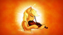 Size: 1920x1080 | Tagged: safe, artist:nolycs, artist:romus91, applejack, g4, female, musical instrument, solo, vector, violin, wallpaper