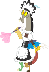 Size: 2648x3857 | Tagged: safe, artist:vector-brony, discord, g4, princess twilight sparkle (episode), clothes, crossdressing, dress, duster, maid, simple background, solo, transparent background, vector