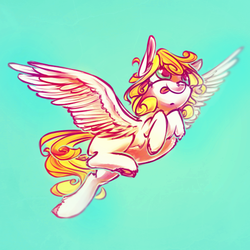 Size: 500x500 | Tagged: safe, artist:syntactics, oc, oc only, oc:shindig, pegasus, pony, flying, shindig, solo