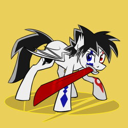 Size: 500x500 | Tagged: safe, artist:anjevalart, oc, oc only, bat pony, pony, hikaru eclipse, mouth hold, solo, sword, weapon