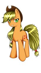 Size: 670x1191 | Tagged: safe, artist:shrusxaiken, applejack, earth pony, pony, g4, female, shading, simple background, solo