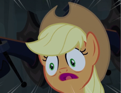 Size: 672x520 | Tagged: safe, screencap, applejack, castle mane-ia, g4, season 4, faic, female, inverted mouth, solo