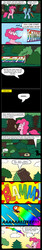 Size: 619x3683 | Tagged: safe, artist:chocend, pinkie pie, rainbow dash, g4, comic, log, party cannon