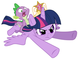 Size: 6000x4592 | Tagged: safe, artist:masem, spike, twilight sparkle, alicorn, pony, g4, my little pony: friendship is magic, princess twilight sparkle (episode), absurd resolution, element of magic, female, flying, mare, simple background, transparent background, twilight sparkle (alicorn), vector