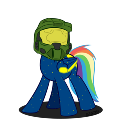 Size: 968x1000 | Tagged: safe, artist:prettykitty, oc, oc only, oc:starborne, pegasus, pony, female, halo (series), helmet, mare, rainbow hair, solo, spartan armor, wat