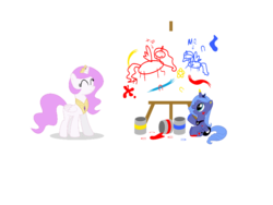 Size: 800x600 | Tagged: safe, artist:broniespegasisters19, princess celestia, princess luna, g4, cewestia, filly, painting, simple background, transparent background, woona