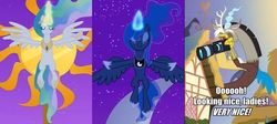 Size: 1116x498 | Tagged: safe, discord, princess celestia, princess luna, g4, princess twilight sparkle (episode), camera